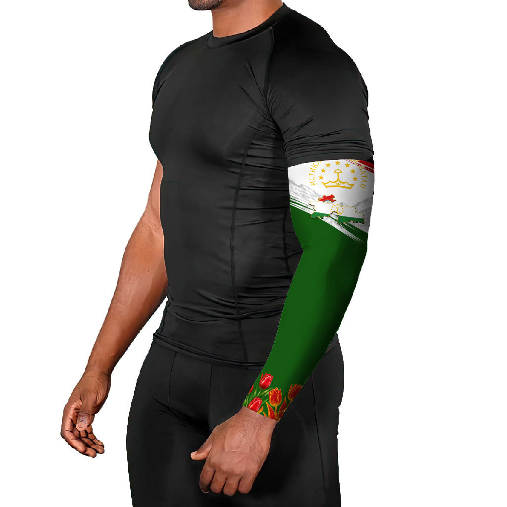 Tajikistan Independence Day Arm Sleeves Ismoil Somoni Monument Flag Map Red Tulips