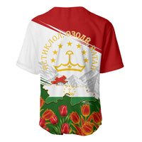 Tajikistan Independence Day Baseball Jersey Ismoil Somoni Monument Flag Map Red Tulips