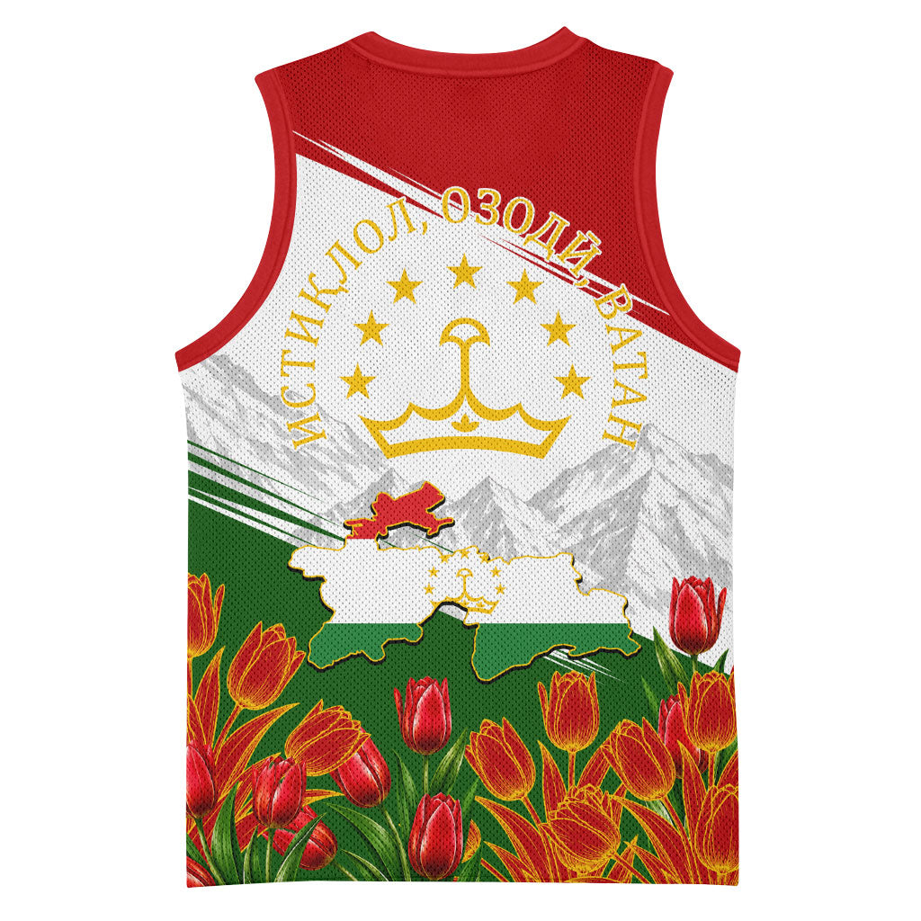 Tajikistan Independence Day Basketball Jersey Ismoil Somoni Monument Flag Map Red Tulips