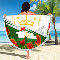 Tajikistan Independence Day Beach Blanket Ismoil Somoni Monument Flag Map Red Tulips