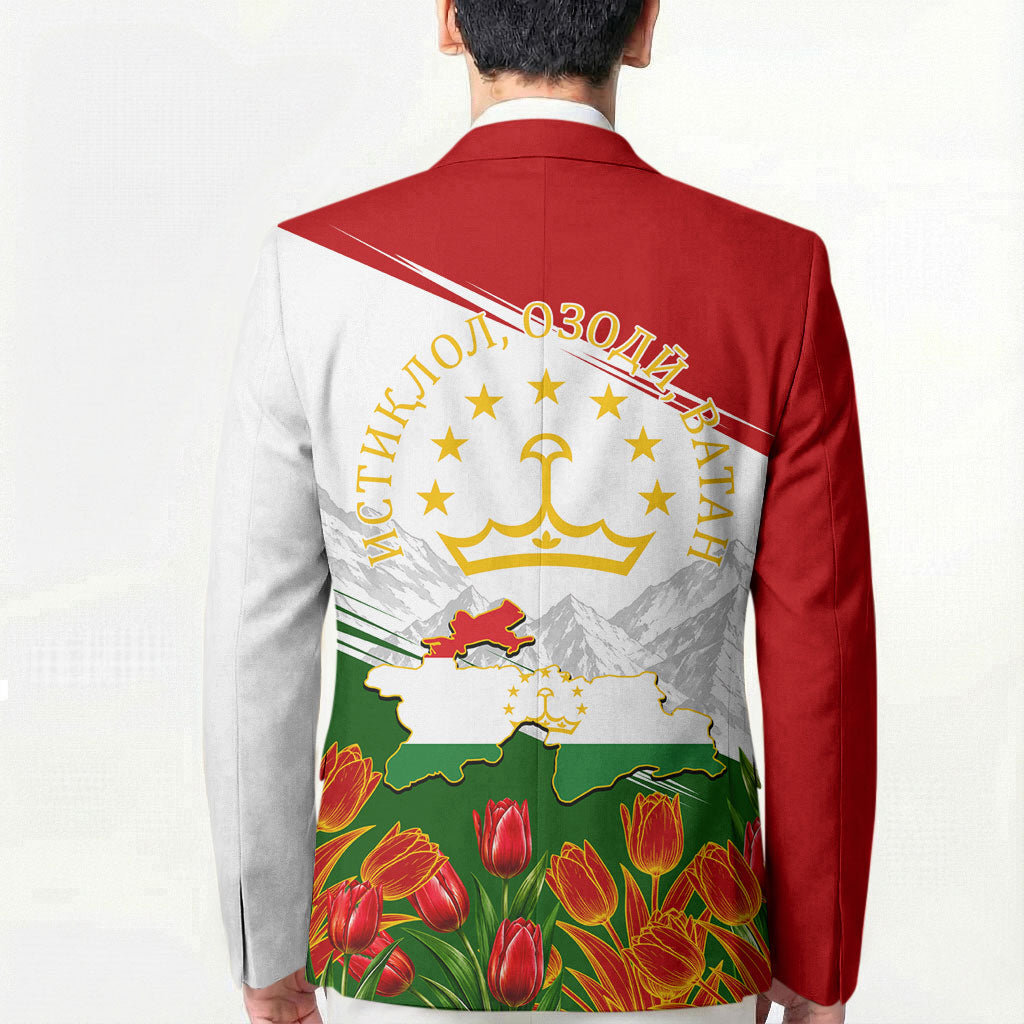 Tajikistan Independence Day Blazer Ismoil Somoni Monument Flag Map Red Tulips