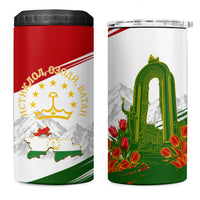 Tajikistan Independence Day 4 in 1 Can Cooler Tumbler Ismoil Somoni Monument Flag Map Red Tulips