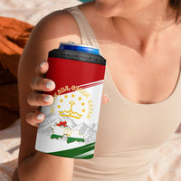 Tajikistan Independence Day 4 in 1 Can Cooler Tumbler Ismoil Somoni Monument Flag Map Red Tulips