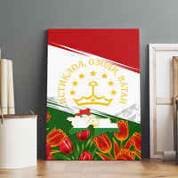 Tajikistan Independence Day Canvas Wall Art Ismoil Somoni Monument Flag Map Red Tulips