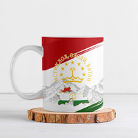Tajikistan Independence Day Ceramic Mug Ismoil Somoni Monument Flag Map Red Tulips