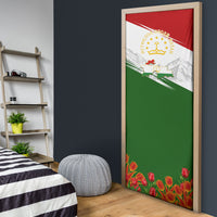 Tajikistan Independence Day Door Cover Ismoil Somoni Monument Flag Map Red Tulips