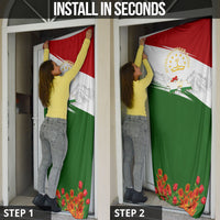 Tajikistan Independence Day Door Cover Ismoil Somoni Monument Flag Map Red Tulips