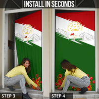 Tajikistan Independence Day Door Cover Ismoil Somoni Monument Flag Map Red Tulips