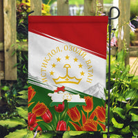 Tajikistan Independence Day Garden Flag Ismoil Somoni Monument Flag Map Red Tulips