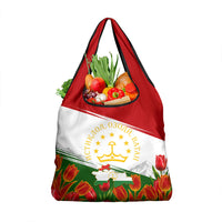 Tajikistan Independence Day Grocery Bag Ismoil Somoni Monument Flag Map Red Tulips