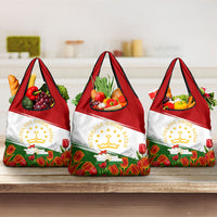 Tajikistan Independence Day Grocery Bag Ismoil Somoni Monument Flag Map Red Tulips