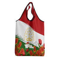 Tajikistan Independence Day Grocery Bag Ismoil Somoni Monument Flag Map Red Tulips
