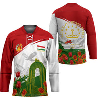 Tajikistan Independence Day Hockey Jersey Ismoil Somoni Monument Flag Map Red Tulips