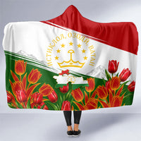 Tajikistan Independence Day Hooded Blanket Ismoil Somoni Monument Flag Map Red Tulips