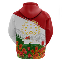 Tajikistan Independence Day Hoodie Ismoil Somoni Monument Flag Map Red Tulips