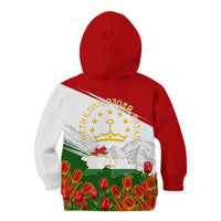 Tajikistan Independence Day Kid Hoodie Ismoil Somoni Monument Flag Map Red Tulips