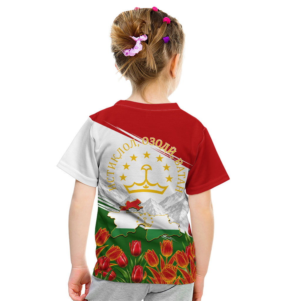 Tajikistan Independence Day Kid T Shirt Ismoil Somoni Monument Flag Map Red Tulips