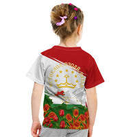 Tajikistan Independence Day Kid T Shirt Ismoil Somoni Monument Flag Map Red Tulips