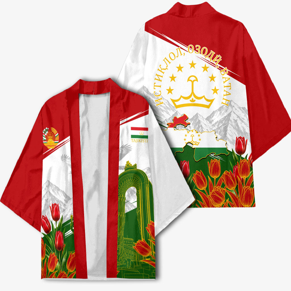 Tajikistan Independence Day Kimono Ismoil Somoni Monument Flag Map Red Tulips