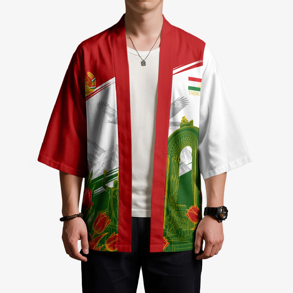 Tajikistan Independence Day Kimono Ismoil Somoni Monument Flag Map Red Tulips