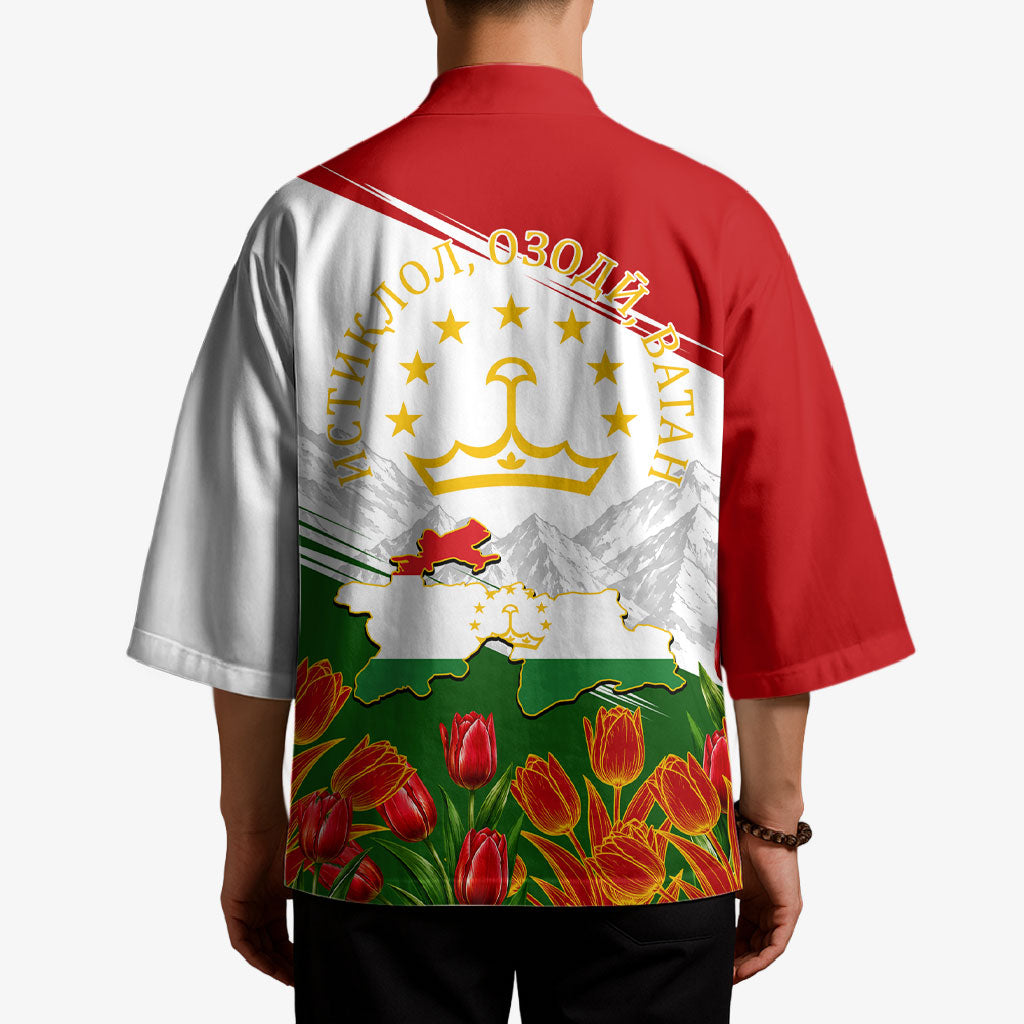 Tajikistan Independence Day Kimono Ismoil Somoni Monument Flag Map Red Tulips