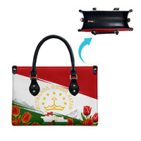 Tajikistan Independence Day Leather Bag Ismoil Somoni Monument Flag Map Red Tulips