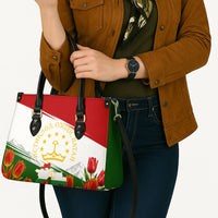 Tajikistan Independence Day Leather Bag Ismoil Somoni Monument Flag Map Red Tulips