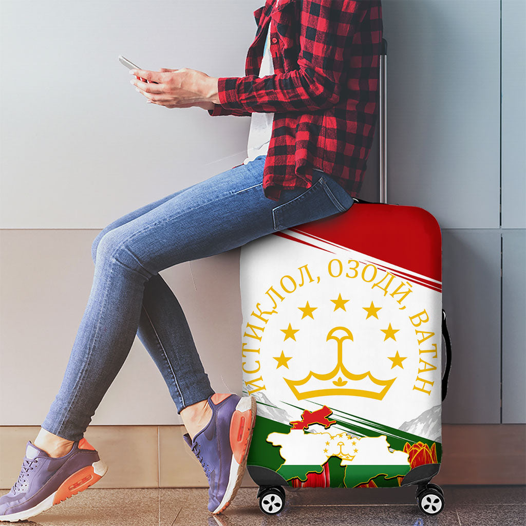 Tajikistan Independence Day Luggage Cover Ismoil Somoni Monument Flag Map Red Tulips