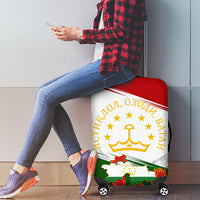 Tajikistan Independence Day Luggage Cover Ismoil Somoni Monument Flag Map Red Tulips