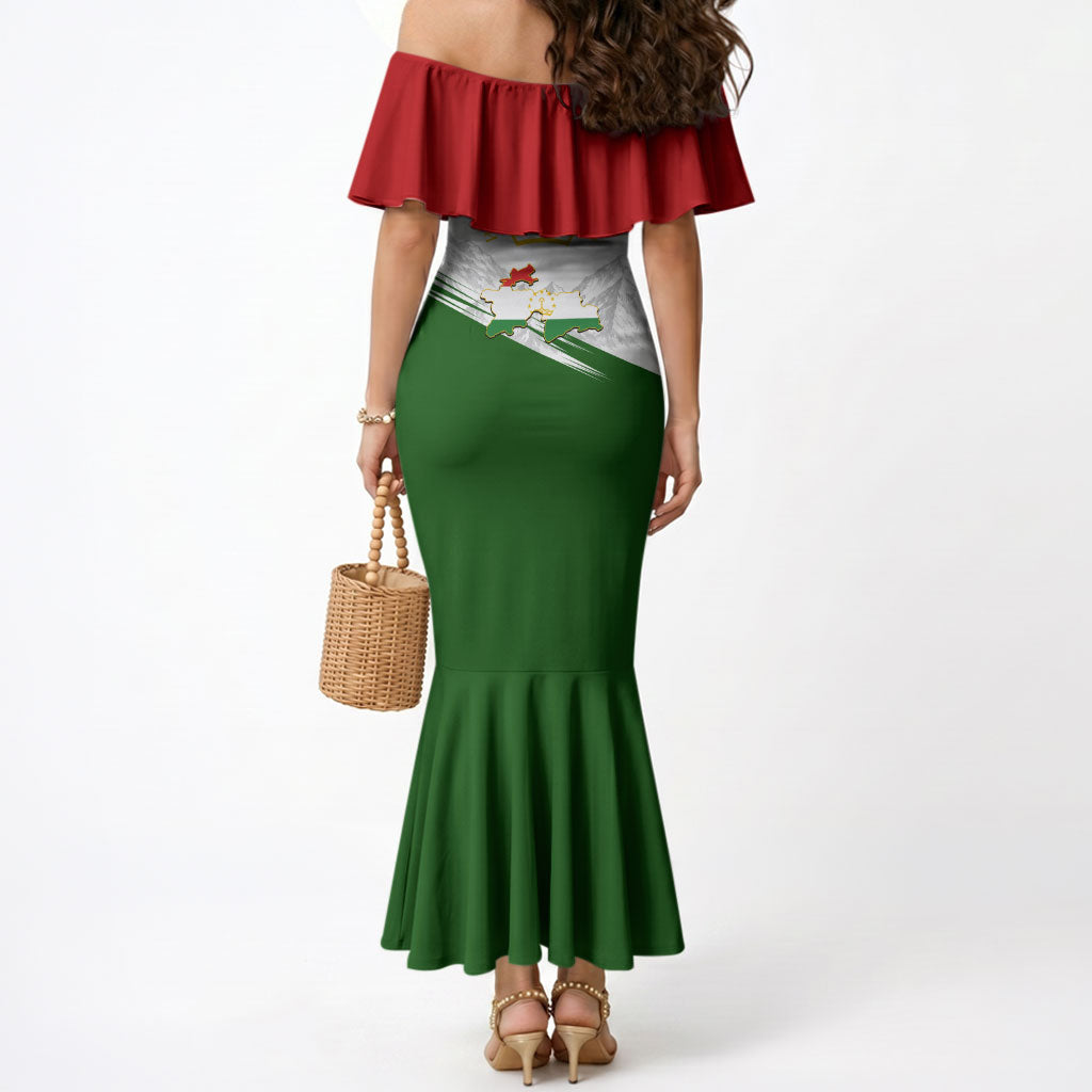 Tajikistan Independence Day Mermaid Dress Ismoil Somoni Monument Flag Map Red Tulips