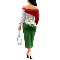 Tajikistan Independence Day Off The Shoulder Long Sleeve Dress Ismoil Somoni Monument Flag Map Red Tulips