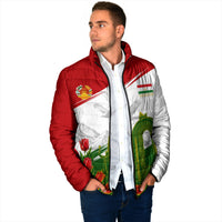 Tajikistan Independence Day Padded Jacket Ismoil Somoni Monument Flag Map Red Tulips
