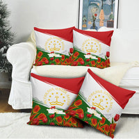 Tajikistan Independence Day Pillow Cover Ismoil Somoni Monument Flag Map Red Tulips