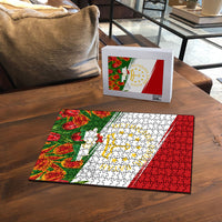 Tajikistan Independence Day Puzzle Ismoil Somoni Monument Flag Map Red Tulips