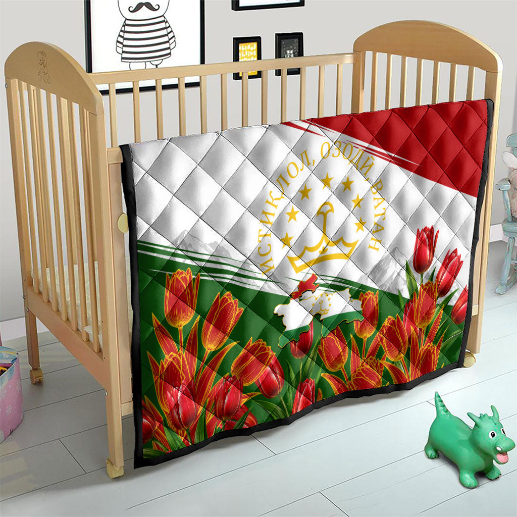 Tajikistan Independence Day Quilt Ismoil Somoni Monument Flag Map Red Tulips