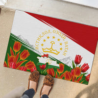Tajikistan Independence Day Rubber Doormat Ismoil Somoni Monument Flag Map Red Tulips
