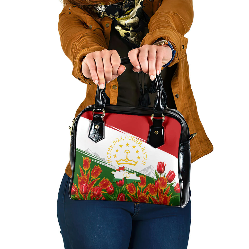 Tajikistan Independence Day Shoulder Handbag Ismoil Somoni Monument Flag Map Red Tulips