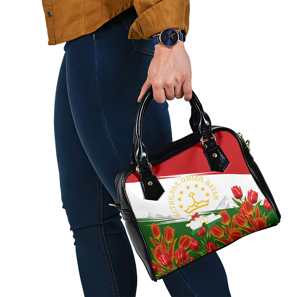 Tajikistan Independence Day Shoulder Handbag Ismoil Somoni Monument Flag Map Red Tulips