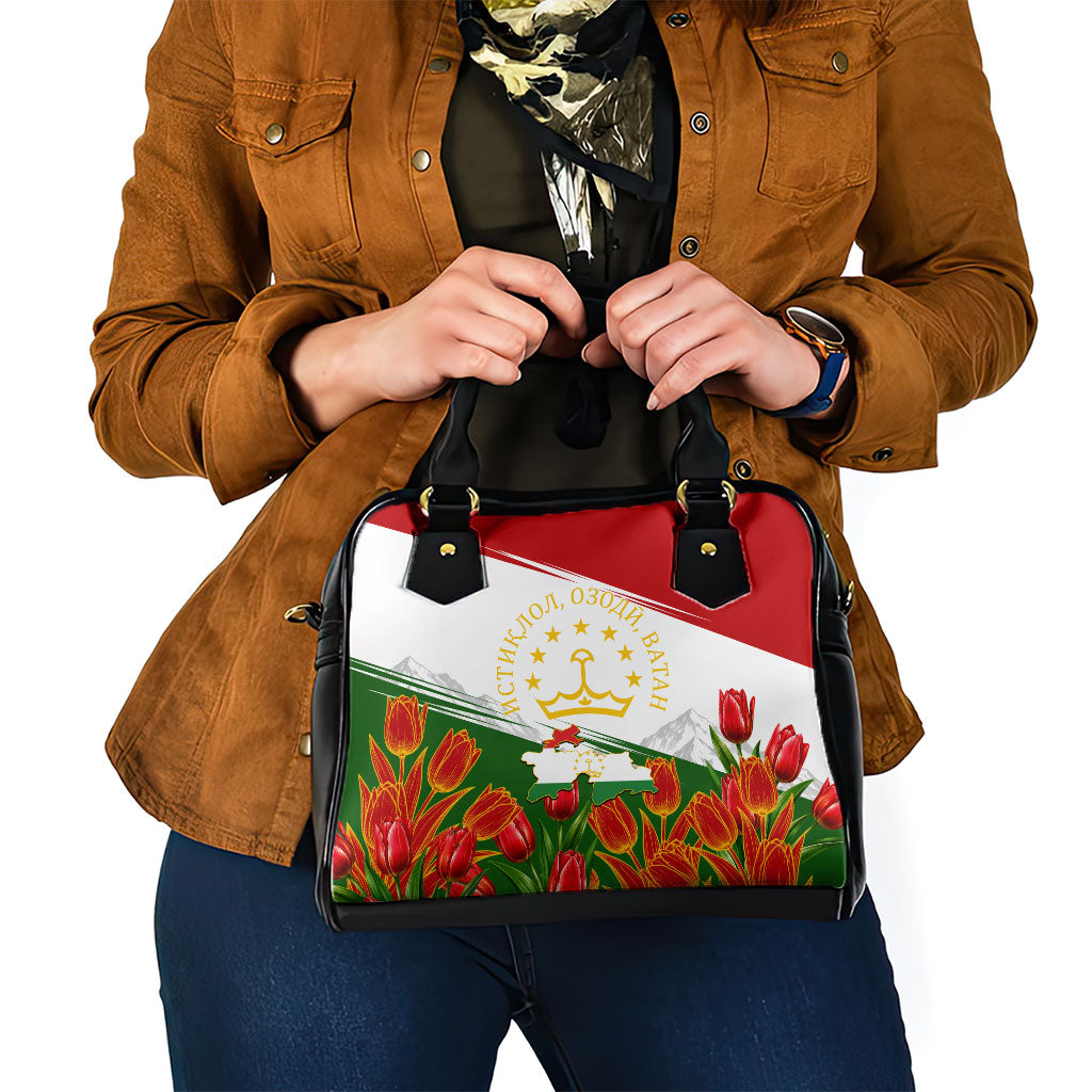 Tajikistan Independence Day Shoulder Handbag Ismoil Somoni Monument Flag Map Red Tulips