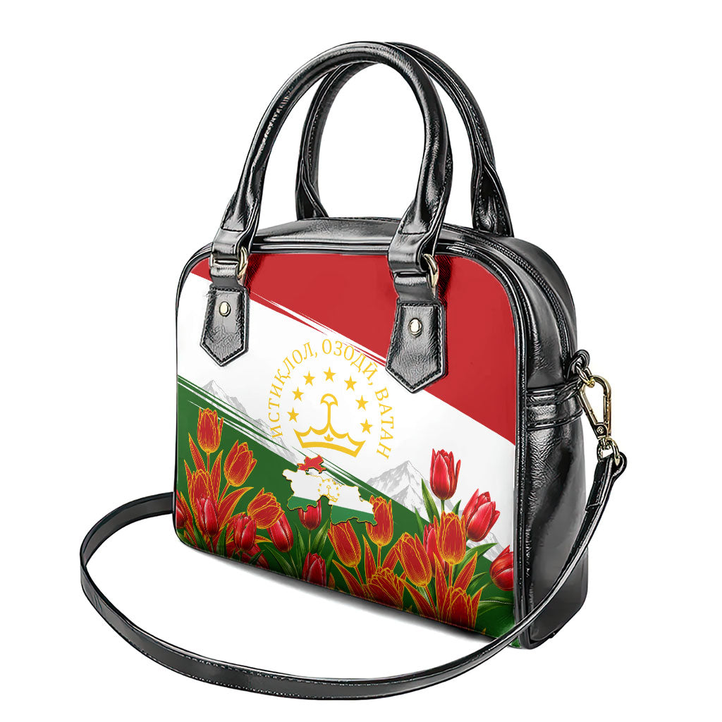 Tajikistan Independence Day Shoulder Handbag Ismoil Somoni Monument Flag Map Red Tulips