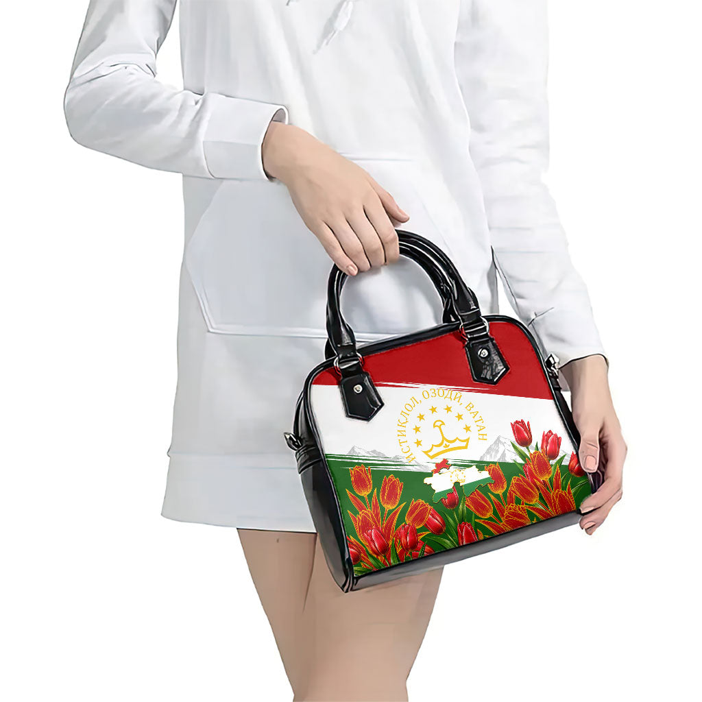Tajikistan Independence Day Shoulder Handbag Ismoil Somoni Monument Flag Map Red Tulips