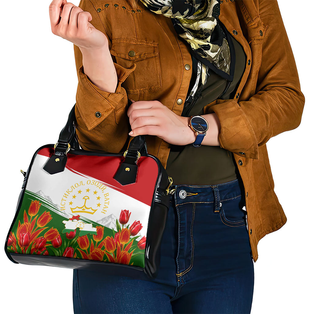 Tajikistan Independence Day Shoulder Handbag Ismoil Somoni Monument Flag Map Red Tulips