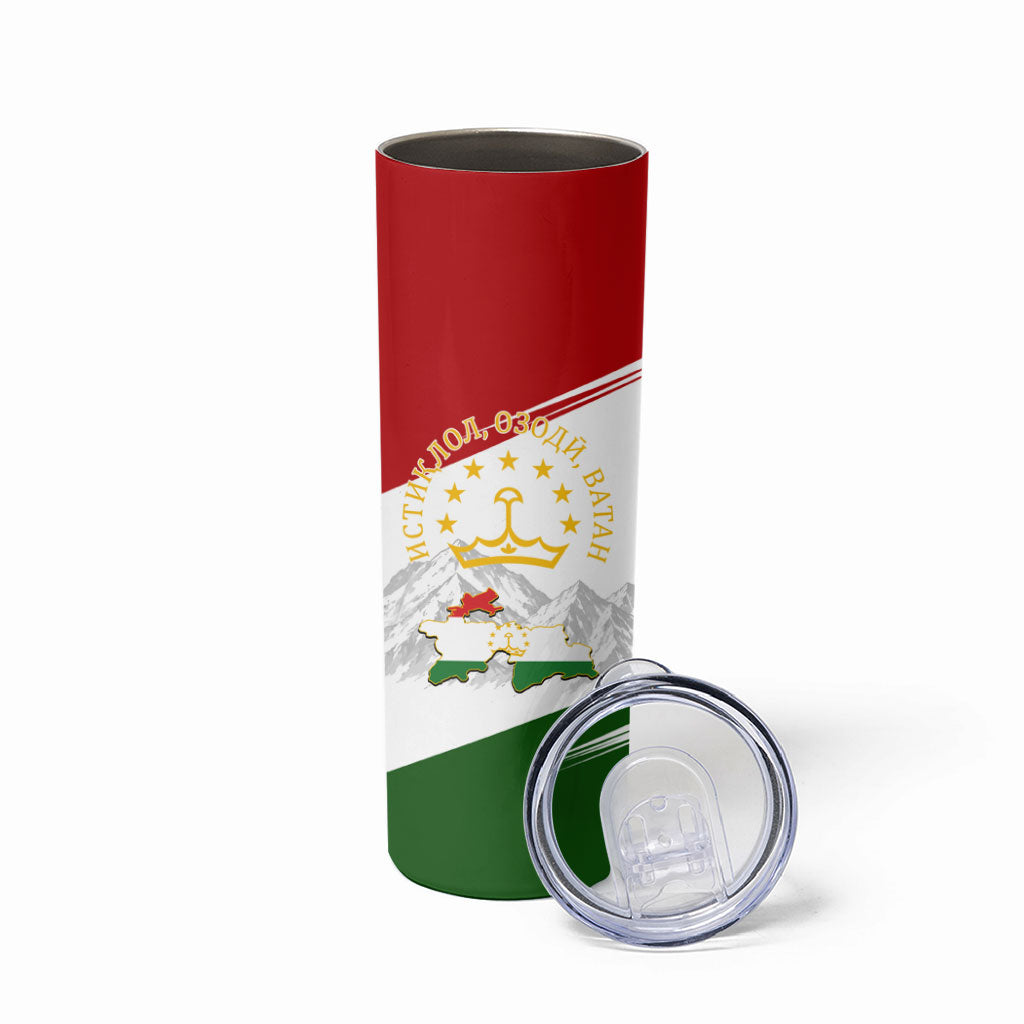 Tajikistan Independence Day Skinny Tumbler Ismoil Somoni Monument Flag Map Red Tulips