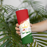 Tajikistan Independence Day Skinny Tumbler Ismoil Somoni Monument Flag Map Red Tulips