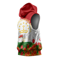 Tajikistan Independence Day Sleeveless Hoodie Ismoil Somoni Monument Flag Map Red Tulips