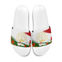 Tajikistan Independence Day Slide Sandals Ismoil Somoni Monument Flag Map Red Tulips