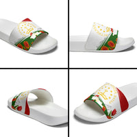 Tajikistan Independence Day Slide Sandals Ismoil Somoni Monument Flag Map Red Tulips