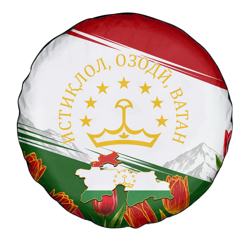 Tajikistan Independence Day Spare Tire Cover Ismoil Somoni Monument Flag Map Red Tulips
