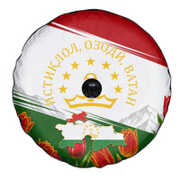 Tajikistan Independence Day Spare Tire Cover Ismoil Somoni Monument Flag Map Red Tulips
