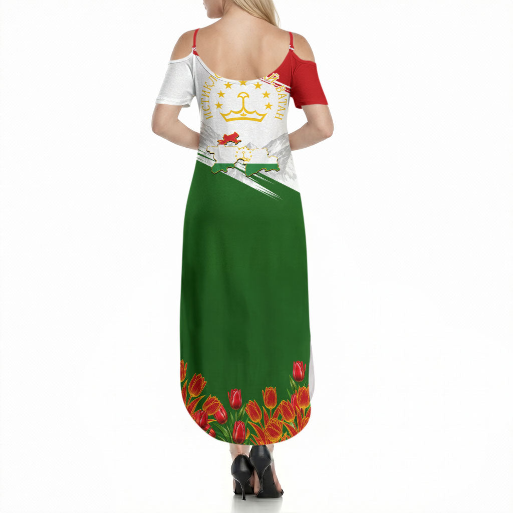 Tajikistan Independence Day Summer Maxi Dress Ismoil Somoni Monument Flag Map Red Tulips